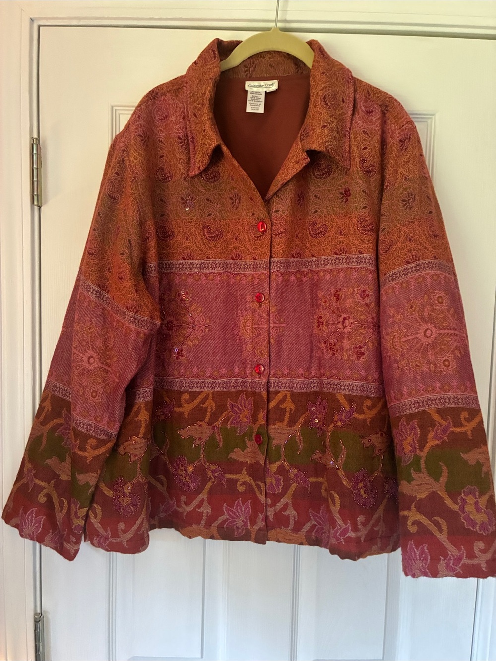 Coldwater Creek Multicolor Floral Shirt Jacket with Sequins & Beading 2X